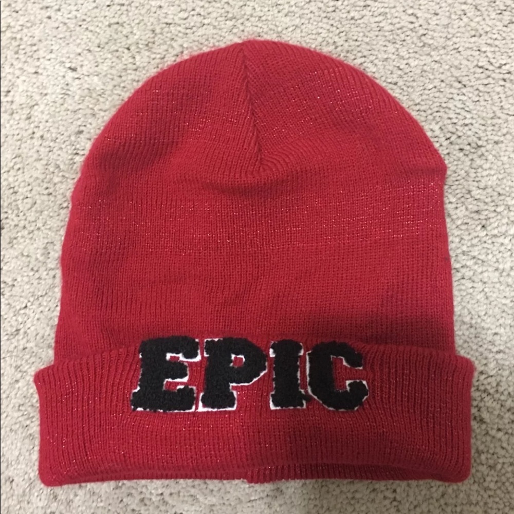 Red beanie hat